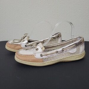 Sperry‎ Top Sider Womens STS93259 White Silver Round Toe Boat Shoes Size 10 M
